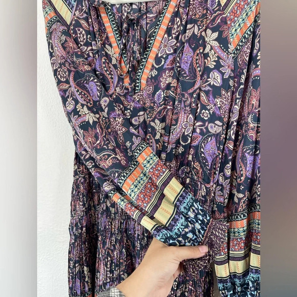 Anthropologie Current Air Paisley Boarder Print The Purple Haze Dress Women’s S - Picture 7 of 14